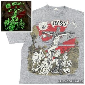 VTG 90s Ozzy Osbourne Crucifixion Tee XL Crucifix Glow in the Dark Black Sabbath